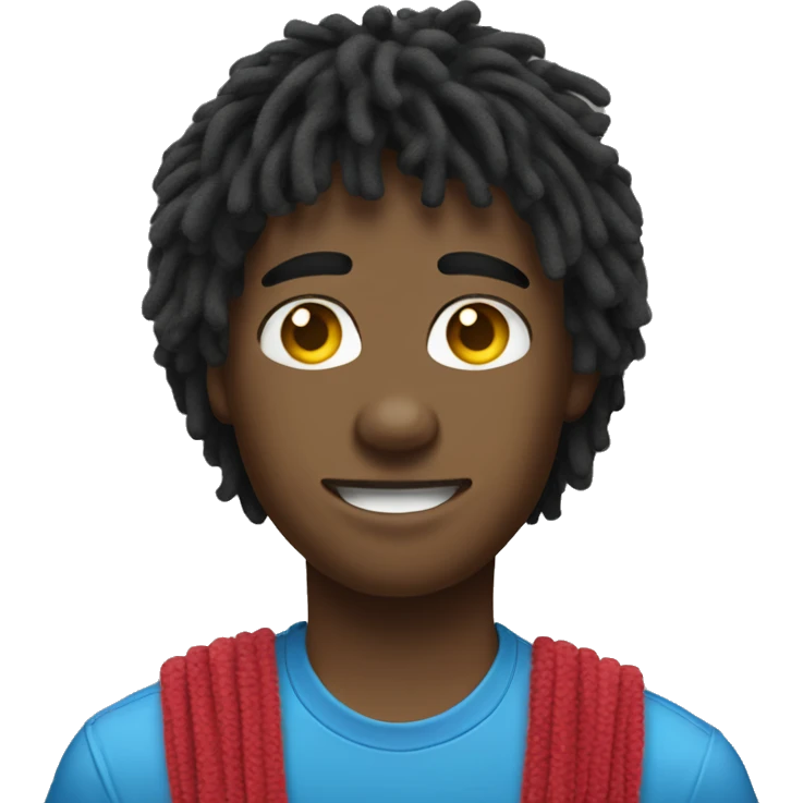 teen boy with mullet that’s a pipe cleaner with toe thumbs emoji