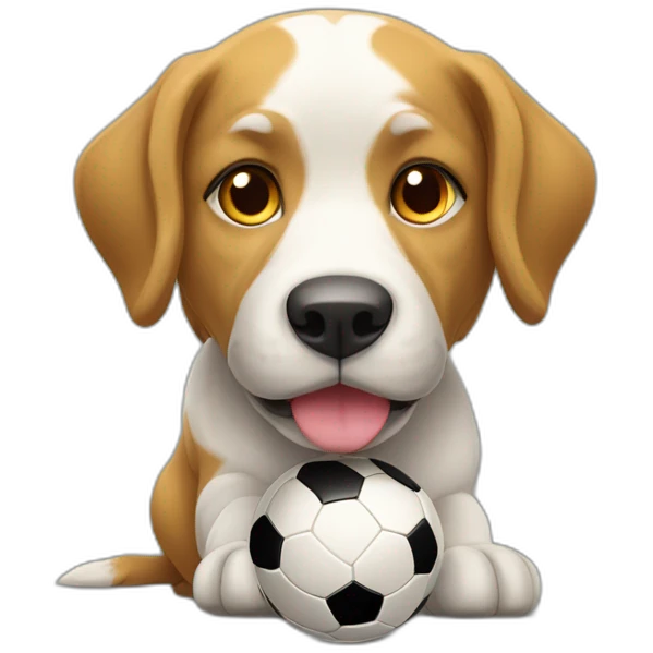 Chien qui joue au soccer emoji