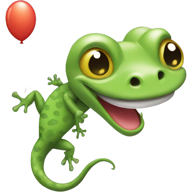Gecko with baloon emoji