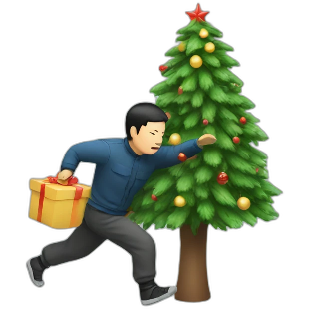 Chinese stealing Christmas tree emoji