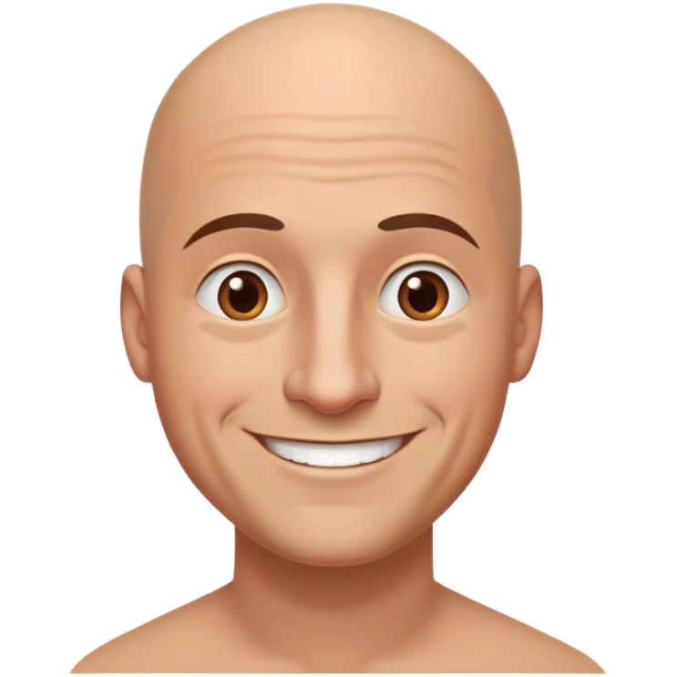 bald smiling man shaven brown eyes big chin emoji