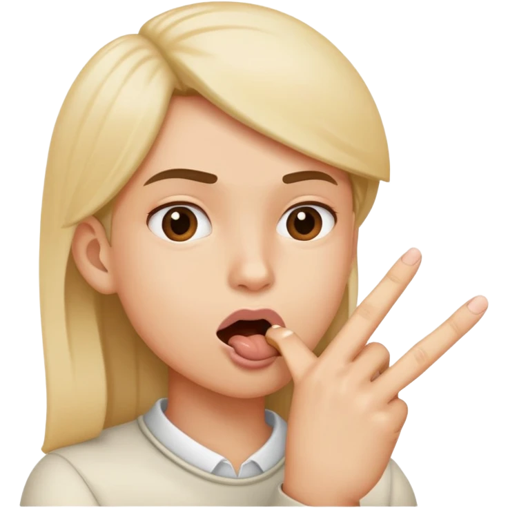 person with index finger in mouth, biting finger emoji
