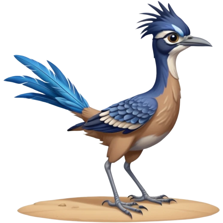 realistic roadrunner bird emoji, tail pointed down emoji