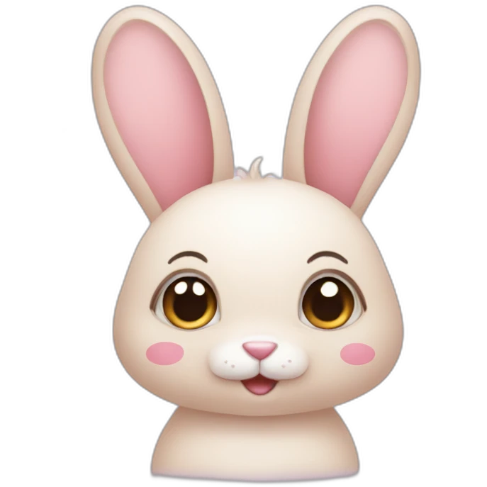 Cute rabbit with blush and hearts emoji
