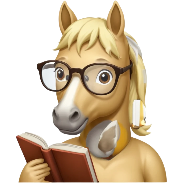 blondie horse read book with glasses emoji