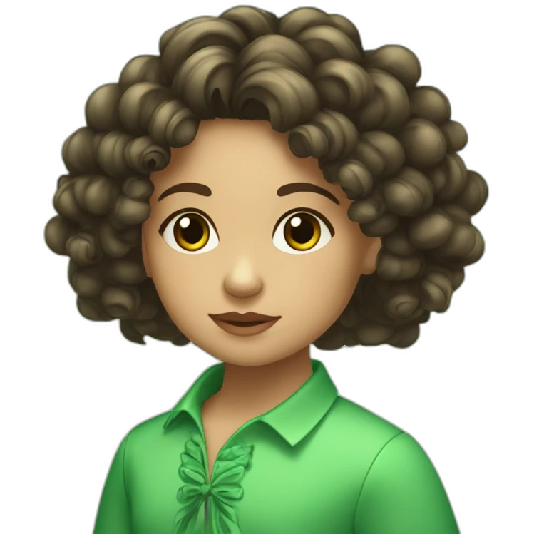 Niña morena con rizos y ojos verdes claros emoji