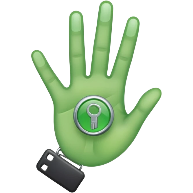 minimalistic green hand icon semi-transparent, key icon emoji