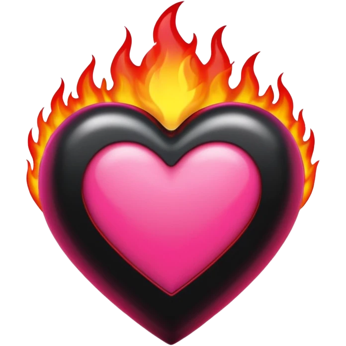 Black, red, hot pink heart make it way more flashy, lightly wreathed in flame  emoji