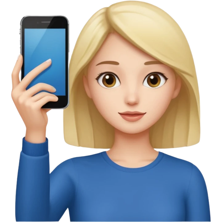 slim girl holding phone up for selfie emoji