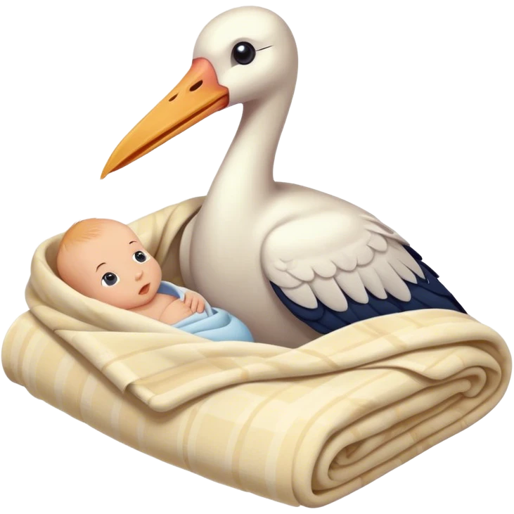stork with a human baby emoji