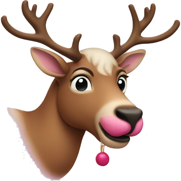 pink nosed reindeer emoji