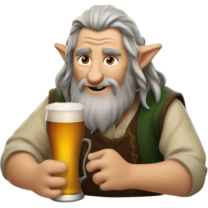 Hobbit drinking beer emoji