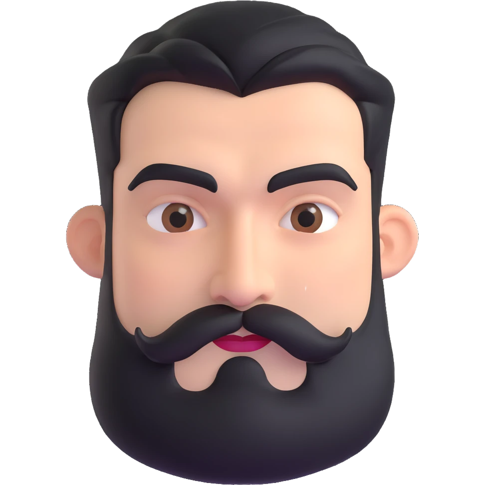 man with dark beard and extremely thick prominent eyebrows emoji