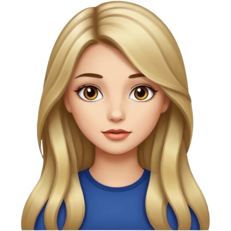 pretty girl with long hair and highlights makeup  emoji