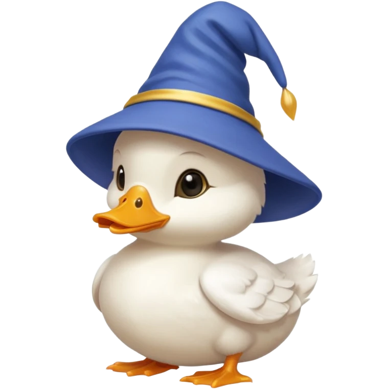 white baby duck with wizard hat
 emoji