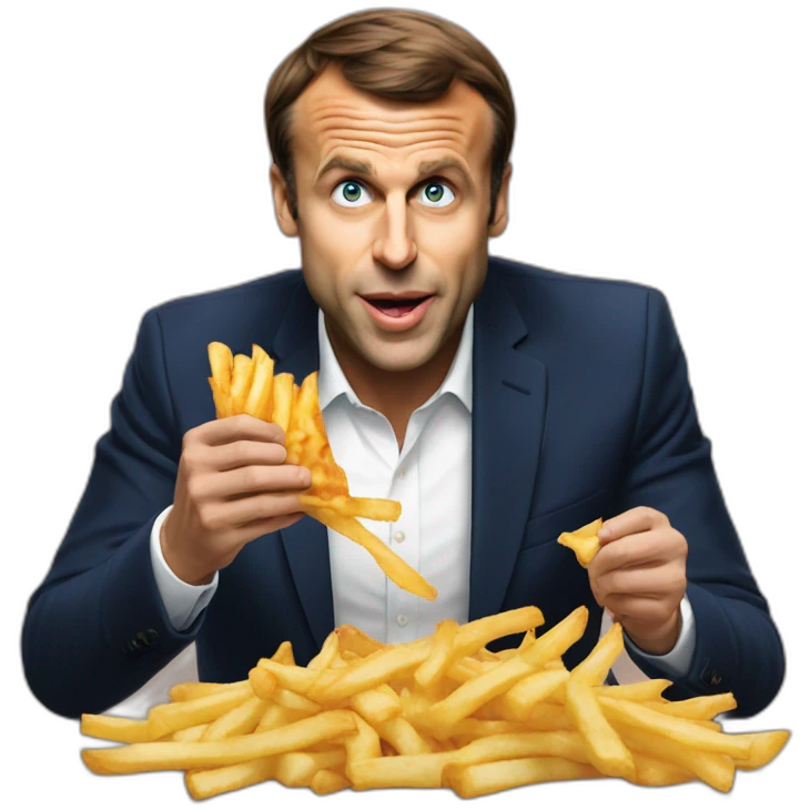 Emanuel Macron qui mange des frites emoji