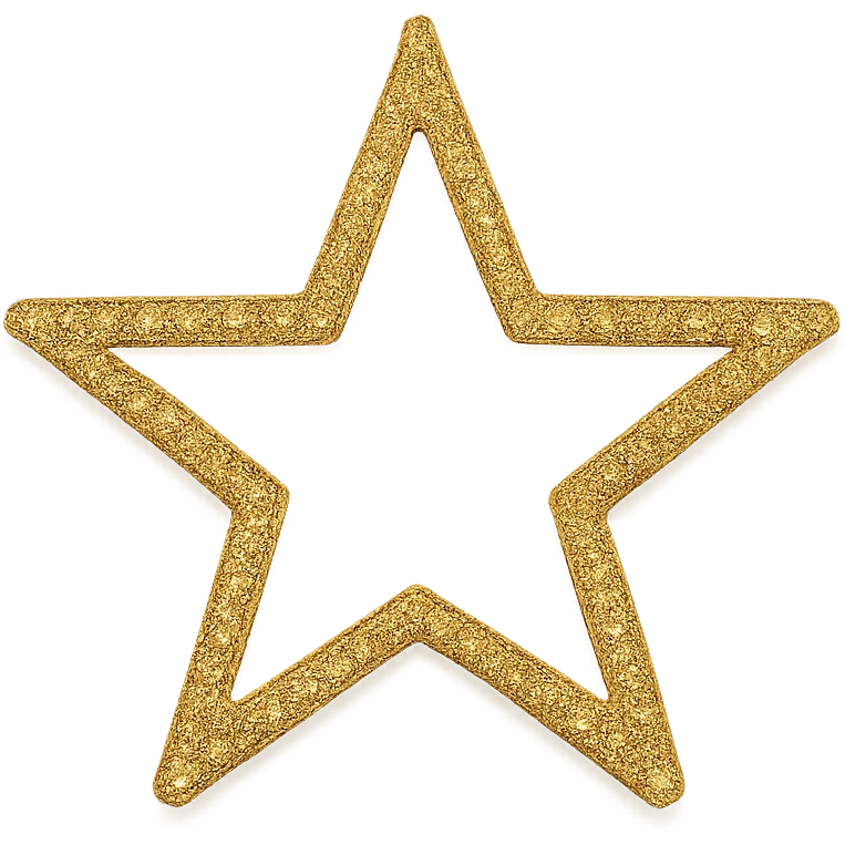 small star with a glamorous and stylish glitter border, no background emoji