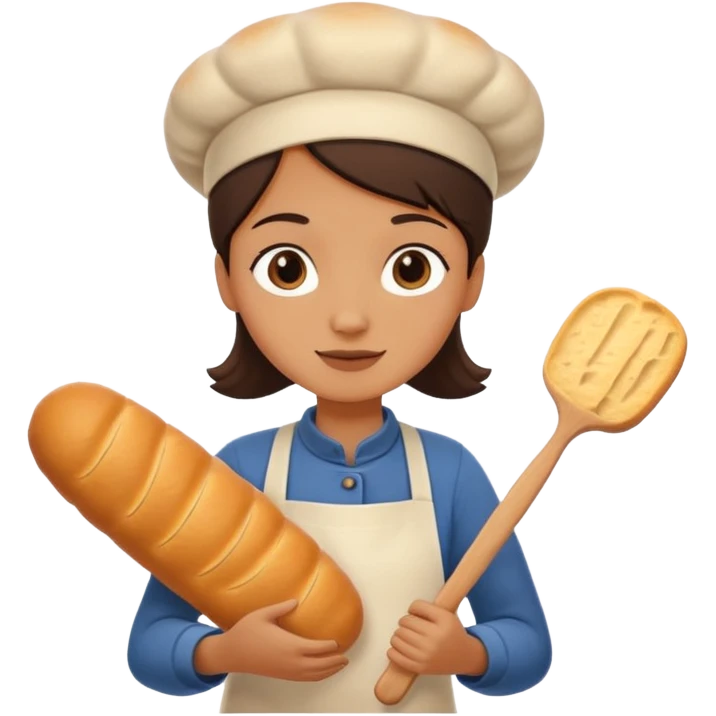 Baking humanless avatar in clean vibrant style illustration. Fresh bread and rolling pin, warm golden tones, simple shapes, flat design, high contrast, cozy and friendly. emoji