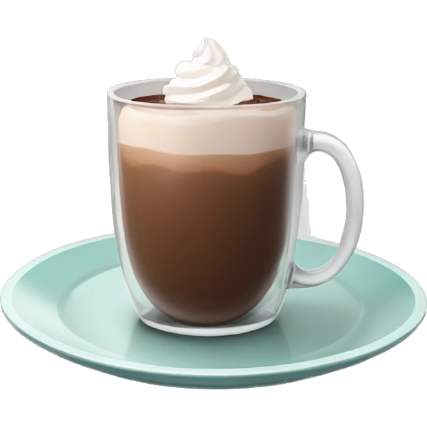 Hot chocolate in glass on plate with no whipped cream emoji