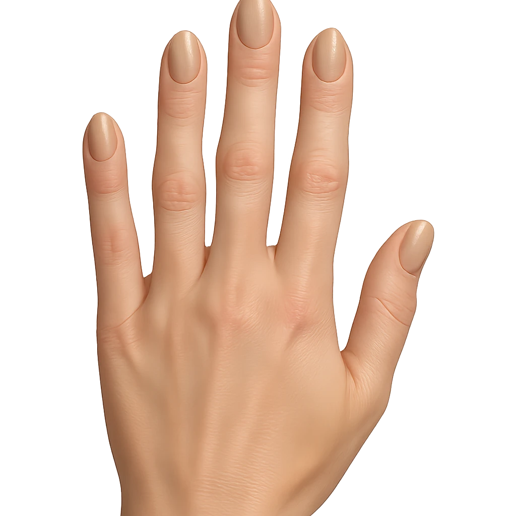 beautiful realistic female hand with five fingers and beige manicure, general style emoji