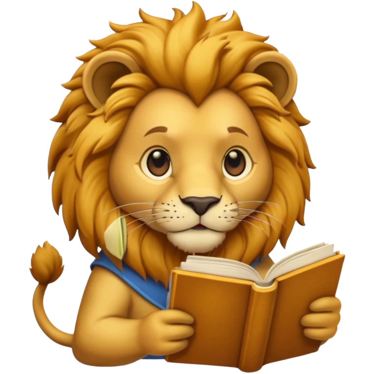 lion reading book emoji