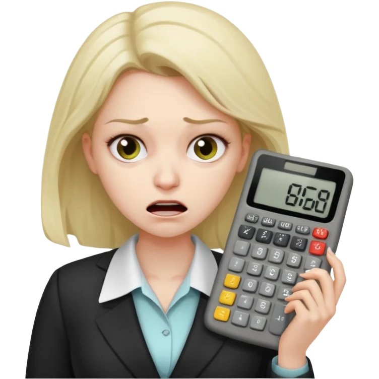 female accountant with calculator covered in diarea emoji