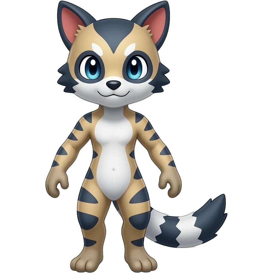 Colorful randomly colored Civet-Mankeulv-Sergal-Vernid-Trico-Fakémon-hybrid emoji
