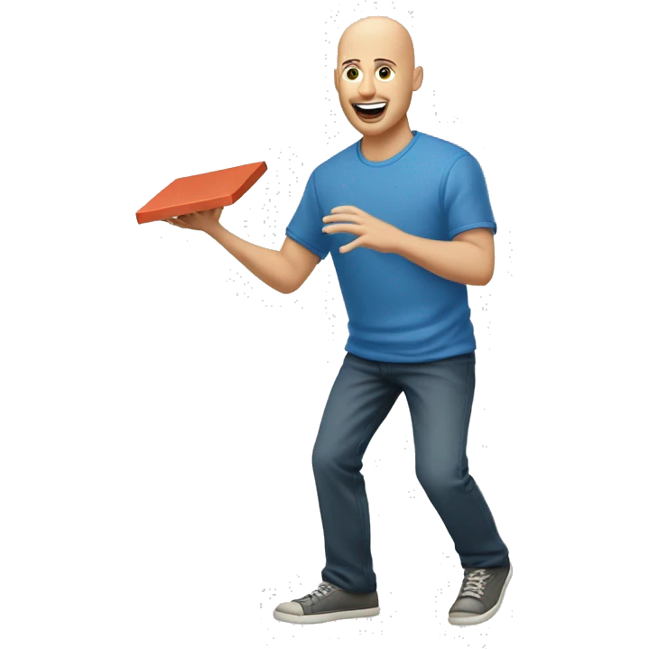 Bald Caucasian man tossing cornhole bag emoji