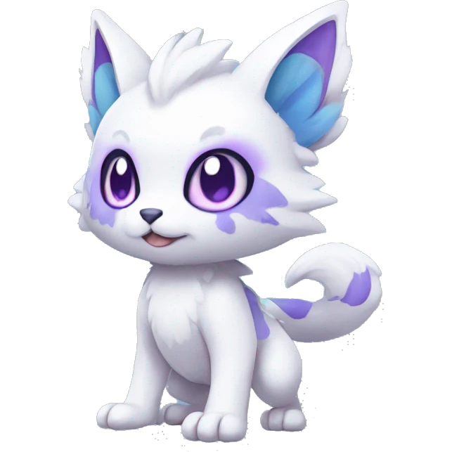 Cute cool white blue purple animal hybrid Fakemon full body emoji