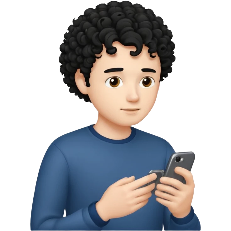 Make a white guy with curly black hair watching something on his phone  emoji