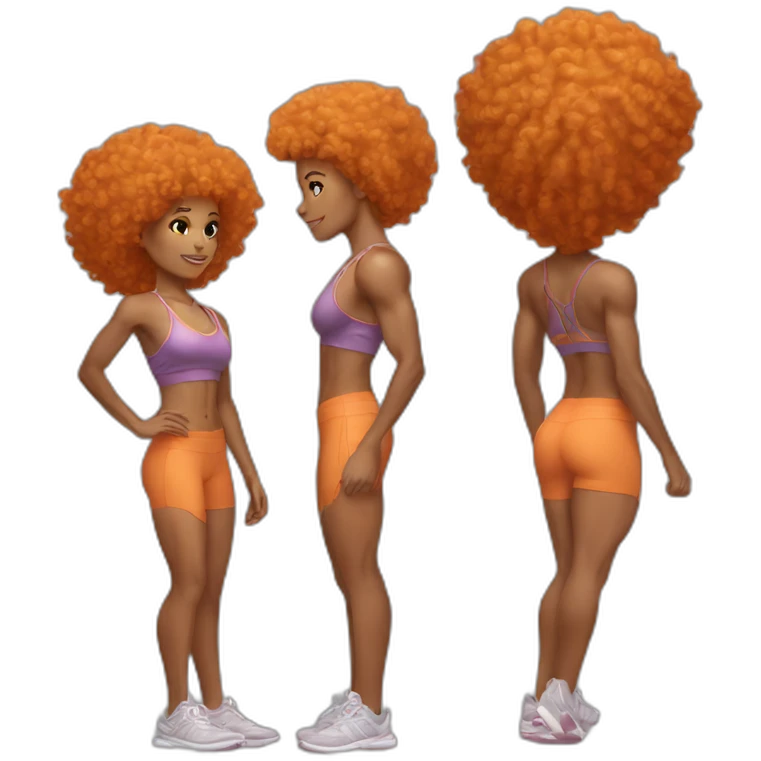 Light skin afro Orangehair in fitness emoji