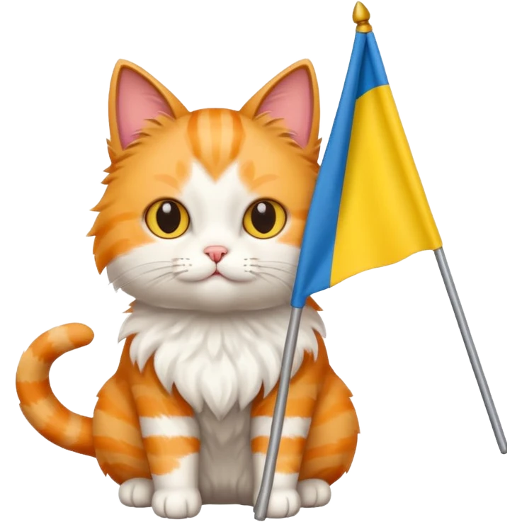 Cat holding flag of Ukraine emoji