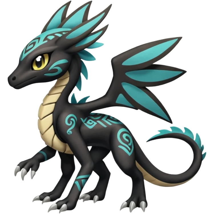 Tribal Exotic Meloetta-Stitch-Zekrom-Salandit-fusion, full body, tribal markings  emoji
