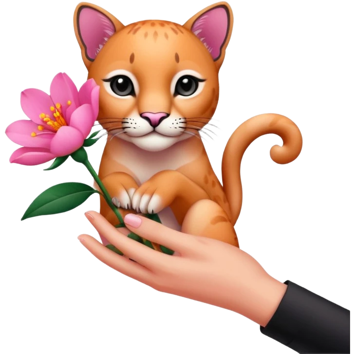 a flower in hand that holds the puma emoji