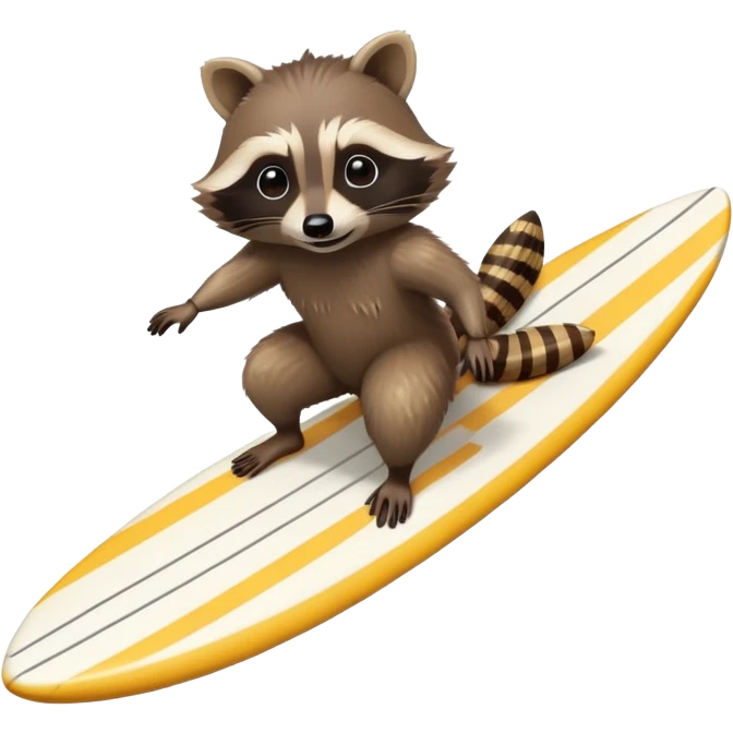 a raccoon riding a surfboard emoji