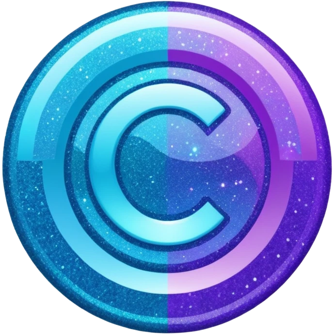 Glitter purple and cian inner circle emoji