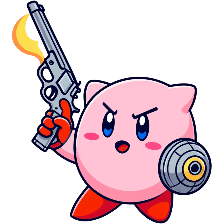 Kirby with gun emoji
