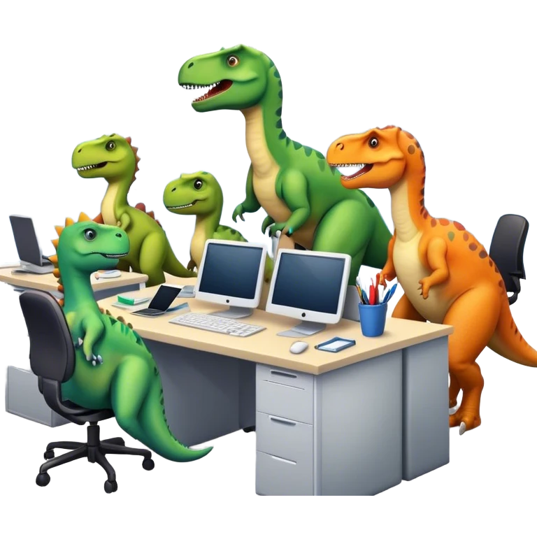 dinosaurs working in an office emoji