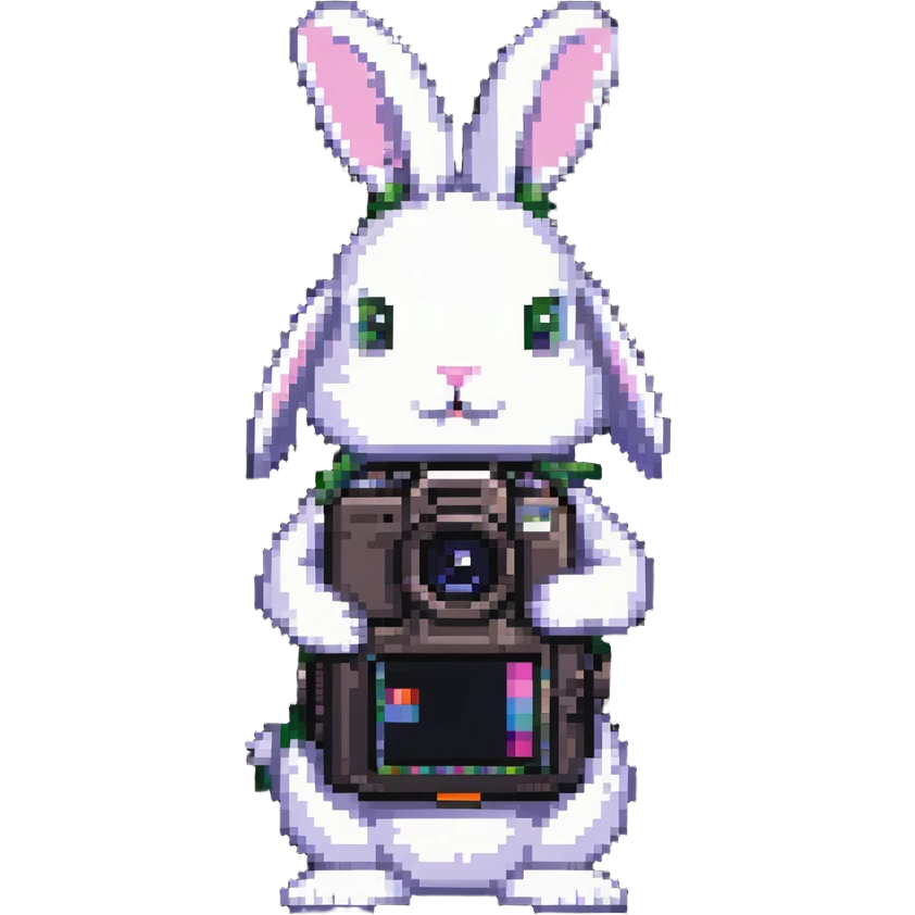 bunny holding digital cameras emoji
