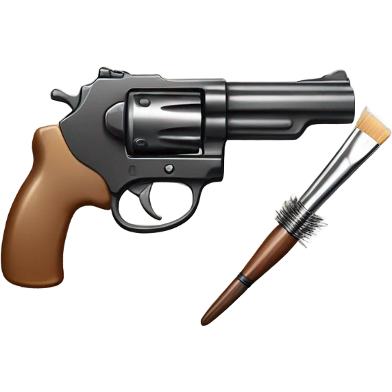 art brush with a gun leaning together emoji
