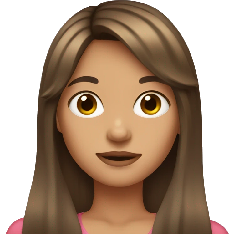 Girl with long brown hair and curtain bangs  emoji