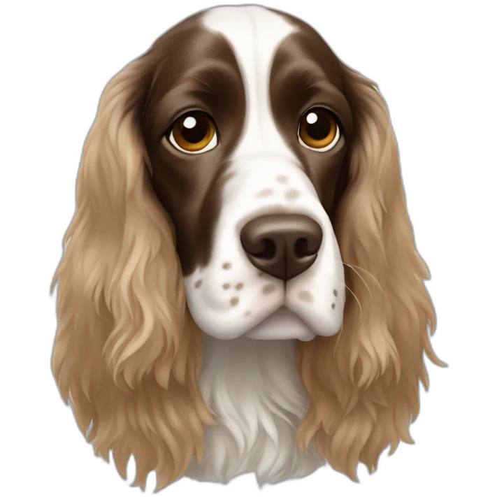 Springer spaniel with woman long light hair emoji