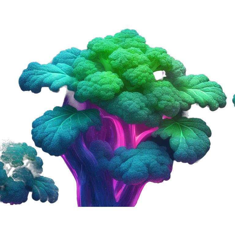 Sparkling holographic cyan blue neon pink graffiti Hemp 420 plant growing with rainbow sparkly broccoli emoji