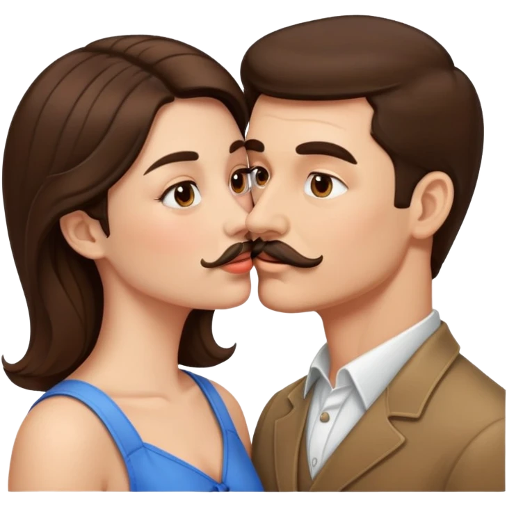 Couple kissing brunette mustache emoji