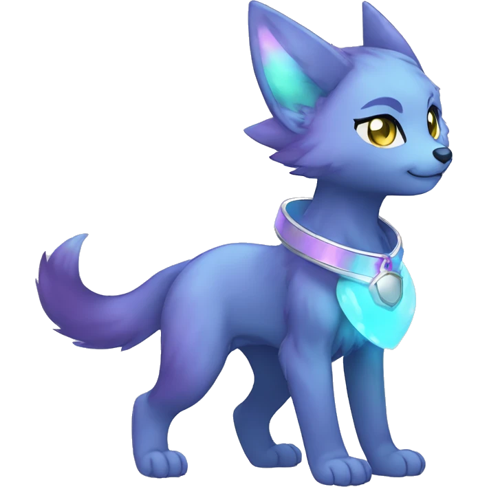 Shiny Anthro Sona Fakemon Nebula with a collar Full Body emoji