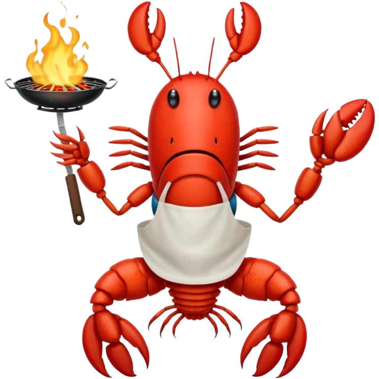 Crayfish cooking a bbq emoji