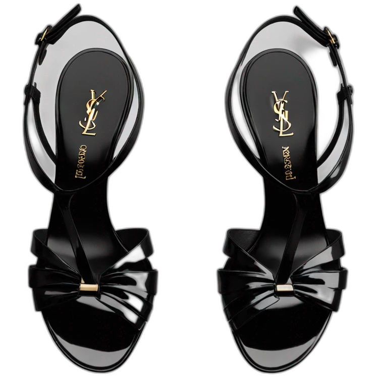 ysl sandal tribute black patent emoji