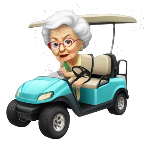 Old lady golf cart crash palm tree emoji