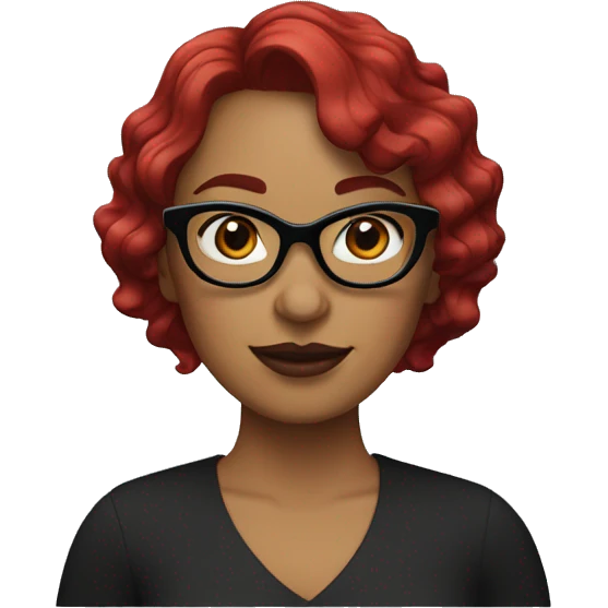 Woman with red wavy bobcut and black cateye glasses emoji