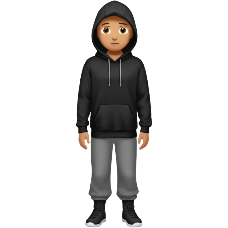 fullbody Mysterious man in black hoodie emoji